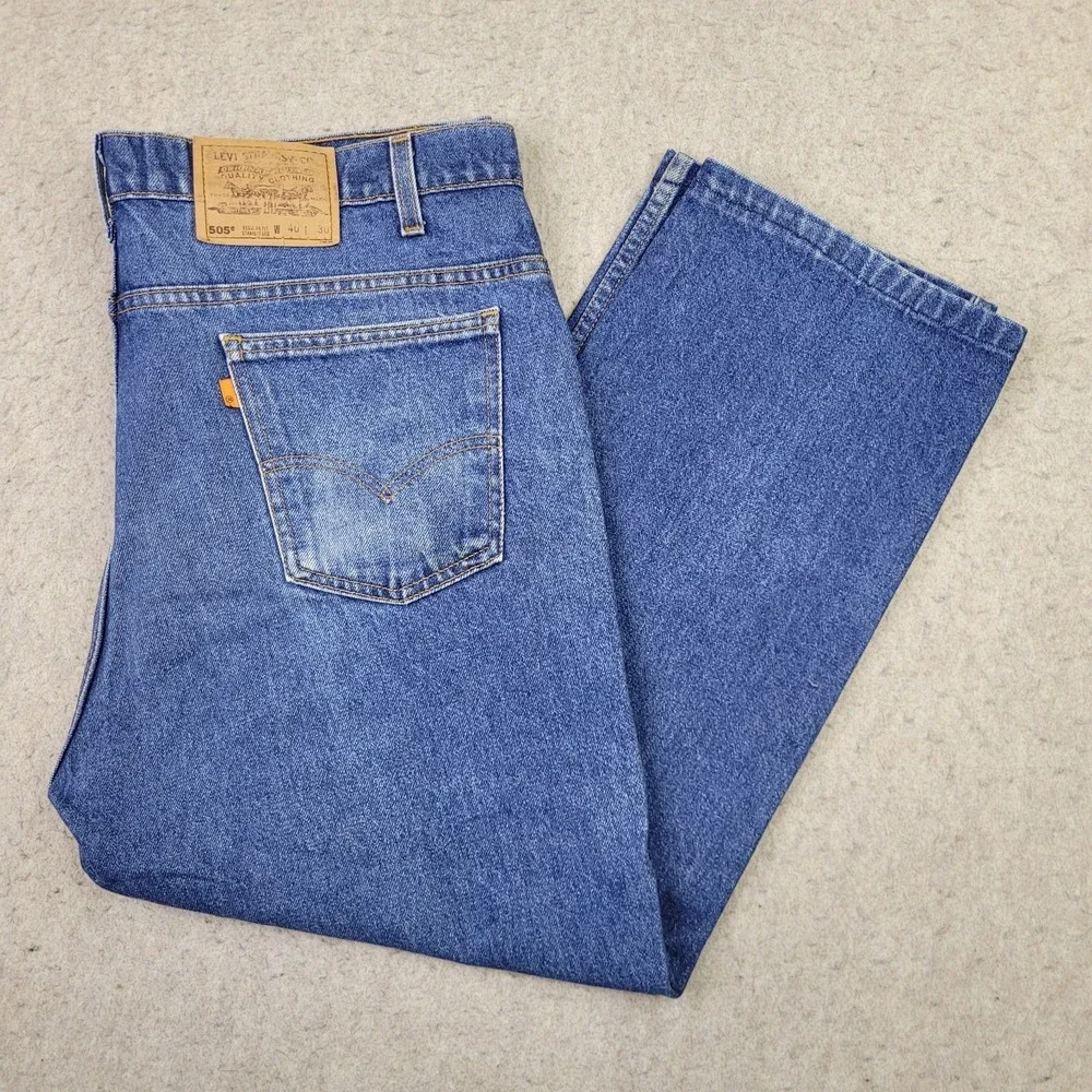 VTG 90s 1996 LEVI'S 505 Orange Tab Jeans Mens 40x30 Blue (Fits 40x26) USA Made